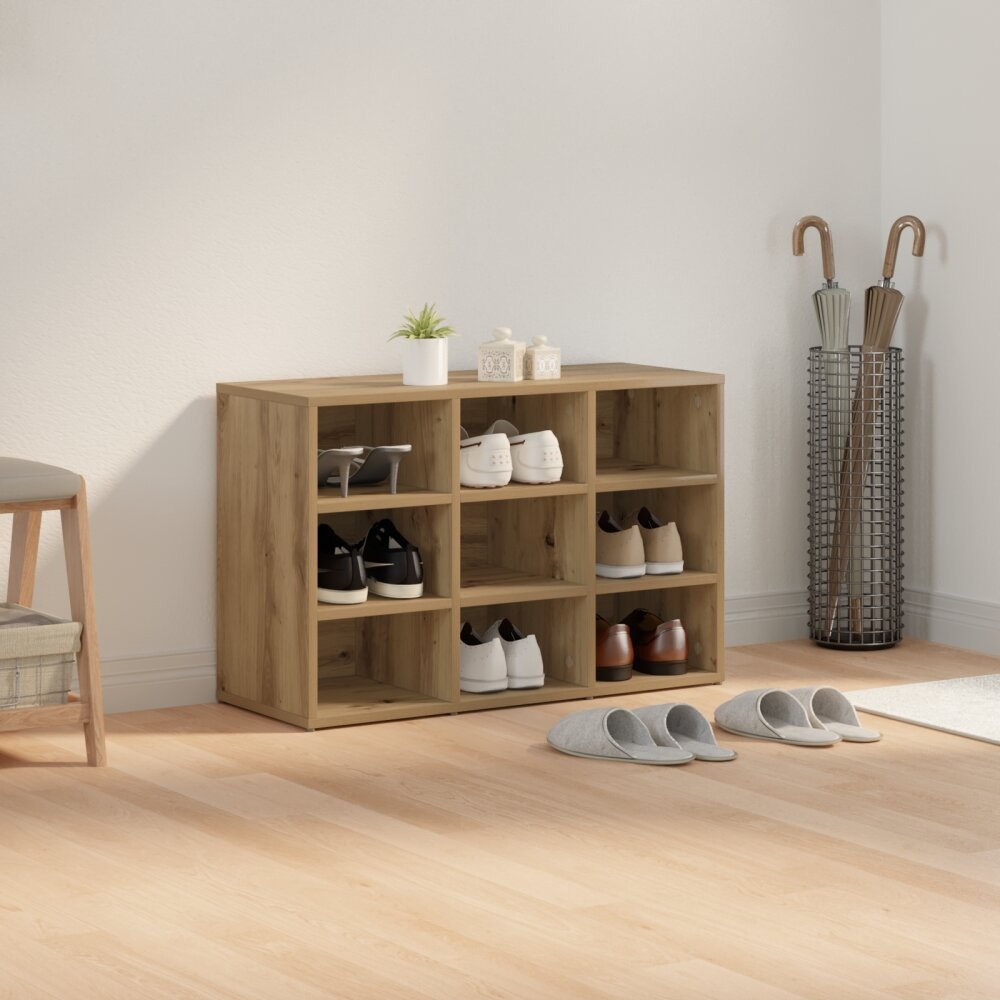vidaXL Schoenenkast artisanaal eikenkleurig 103x30x51 cm Bewerkt hout
