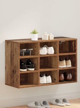 vidaXL Schoenenkast met plank Oud hout 103x30x51 cm Bewerkt hout