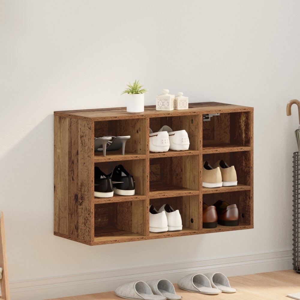 vidaXL Schoenenkast met plank Oud hout 103x30x51 cm Bewerkt hout