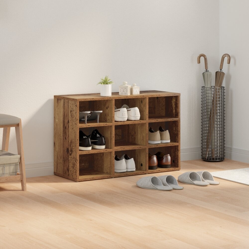vidaXL Schoenenkast met plank Oud hout 103x30x51 cm Bewerkt hout