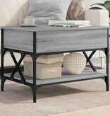 vidaXL Salontafel 70x50x50 cm bewerkt hout en metaal grijs sonoma