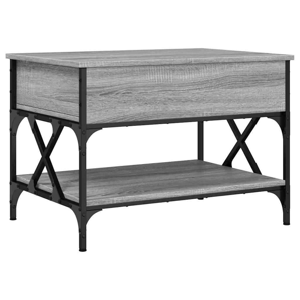 vidaXL Salontafel 70x50x50 cm bewerkt hout en metaal grijs sonoma