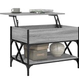 vidaXL Salontafel 70x50x50 cm bewerkt hout en metaal grijs sonoma