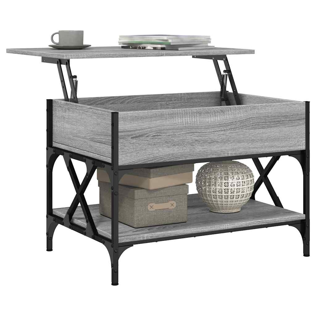vidaXL Salontafel 70x50x50 cm bewerkt hout en metaal grijs sonoma