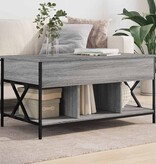 vidaXL Salontafel 100x55x50 cm bewerkt hout en metaal grijs sonoma