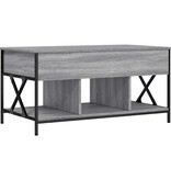 vidaXL Salontafel 100x55x50 cm bewerkt hout en metaal grijs sonoma