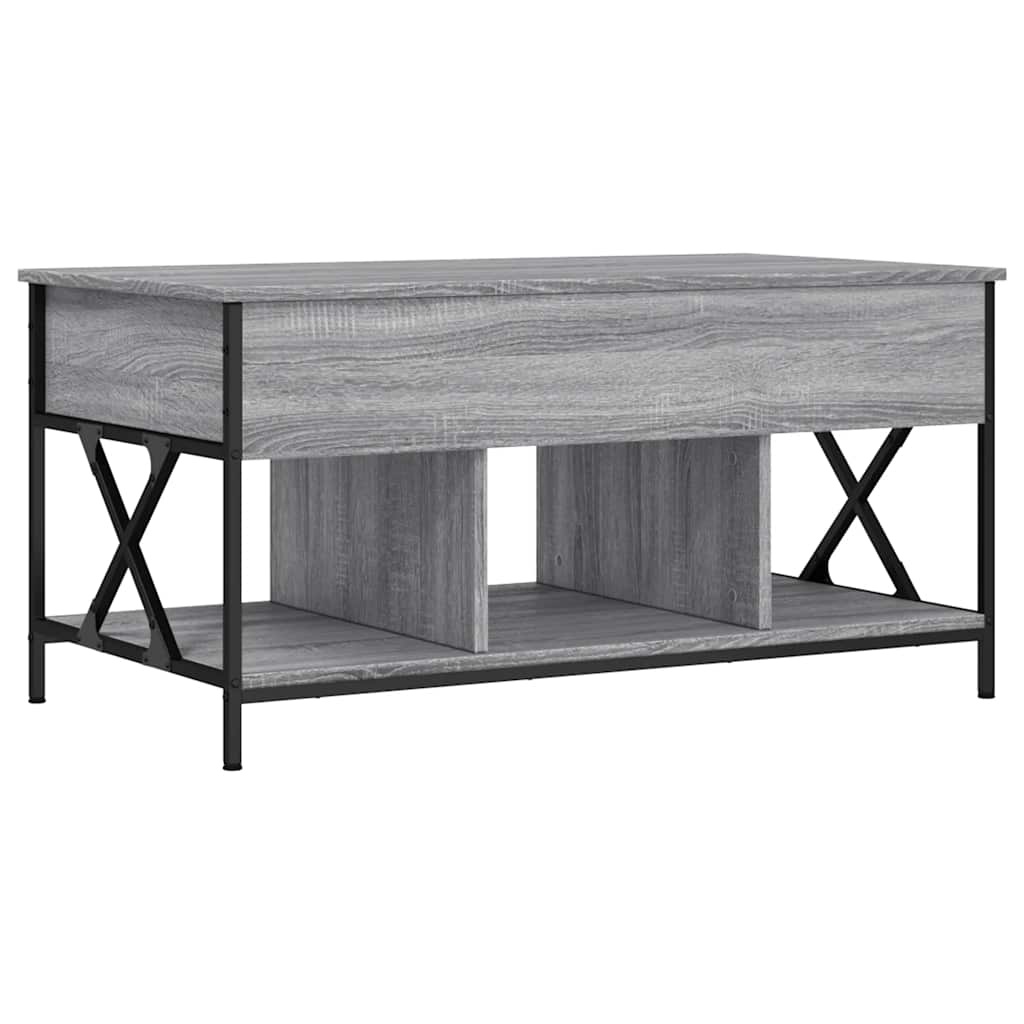 vidaXL Salontafel 100x55x50 cm bewerkt hout en metaal grijs sonoma
