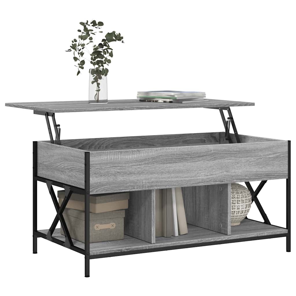 vidaXL Salontafel 100x55x50 cm bewerkt hout en metaal grijs sonoma