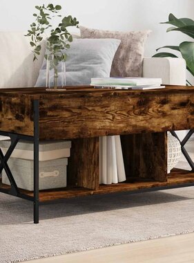 vidaXL Salontafel 100x55x50 cm bewerkt hout en metaal gerookt eiken