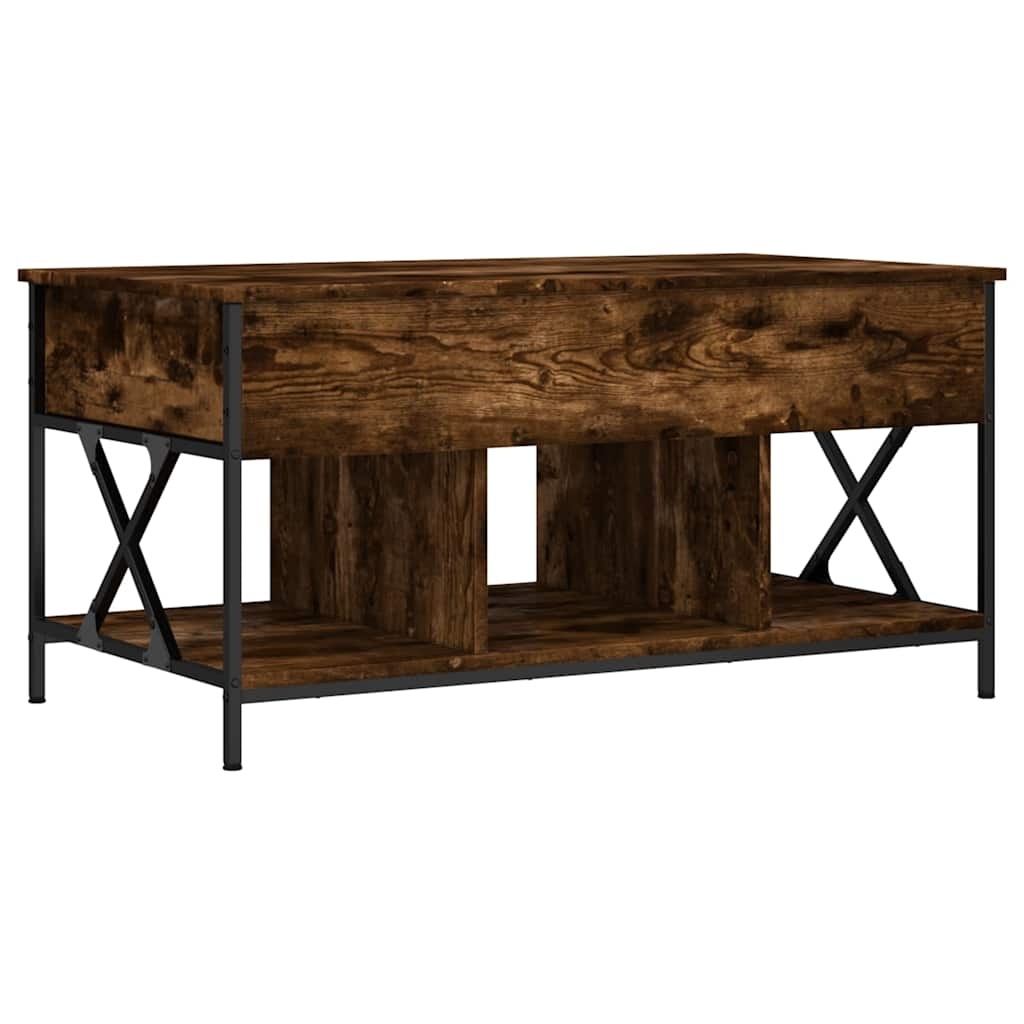 vidaXL Salontafel 100x55x50 cm bewerkt hout en metaal gerookt eiken