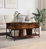 vidaXL Salontafel 100x55x50 cm bewerkt hout en metaal gerookt eiken