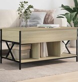 vidaXL Salontafel 100x55x50 cm bewerkt hout en metaal sonoma eiken