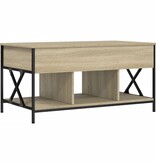 vidaXL Salontafel 100x55x50 cm bewerkt hout en metaal sonoma eiken