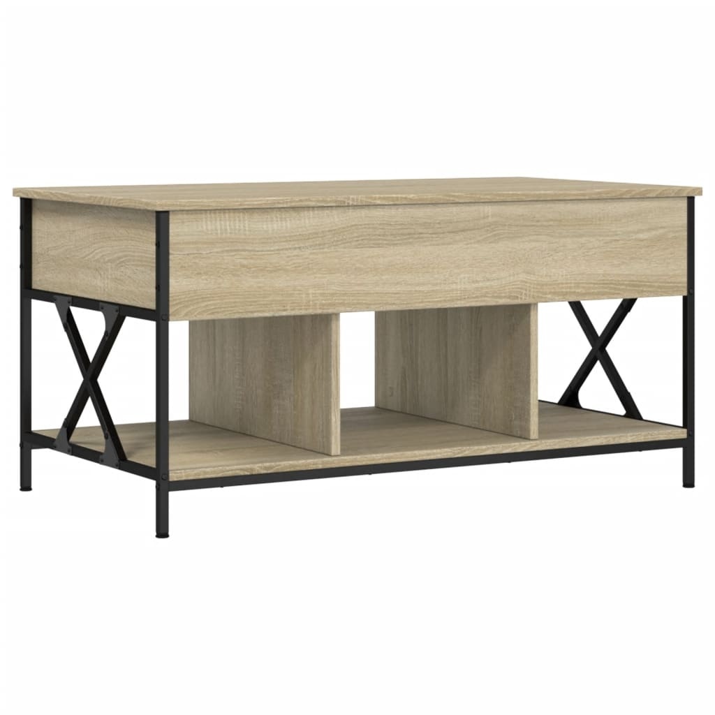 vidaXL Salontafel 100x55x50 cm bewerkt hout en metaal sonoma eiken