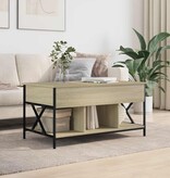 vidaXL Salontafel 100x55x50 cm bewerkt hout en metaal sonoma eiken