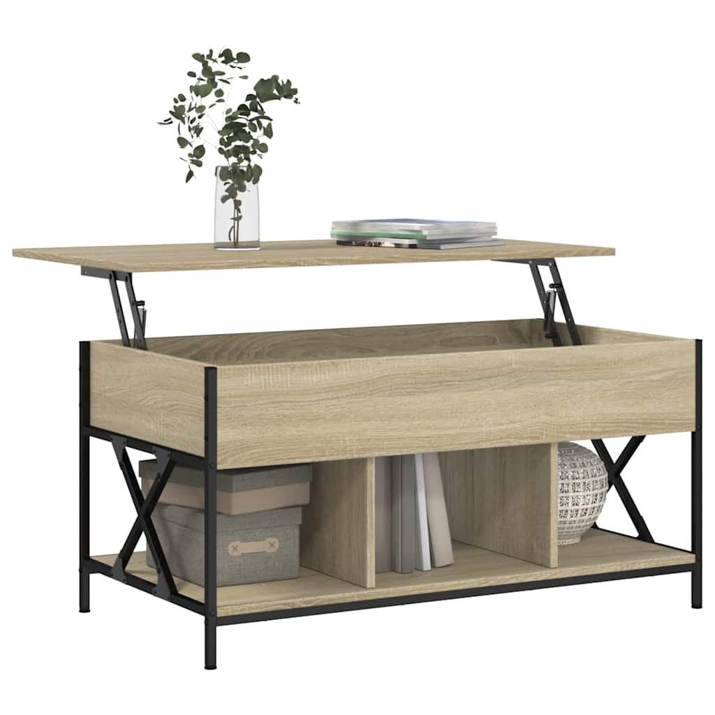 vidaXL Salontafel 100x55x50 cm bewerkt hout en metaal sonoma eiken