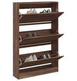 vidaXL Schoenenkast 80x21x125,5 cm bewerkt hout bruin eikenkleur