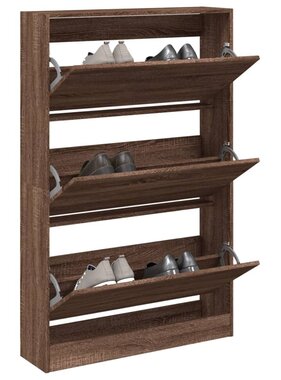 vidaXL Schoenenkast 80x21x125,5 cm bewerkt hout bruin eikenkleur