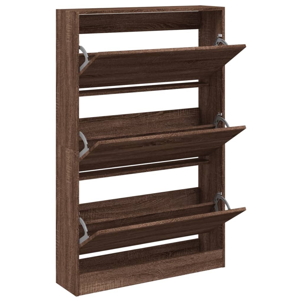 vidaXL Schoenenkast 80x21x125,5 cm bewerkt hout bruin eikenkleur