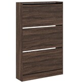 vidaXL Schoenenkast 80x21x125,5 cm bewerkt hout bruin eikenkleur