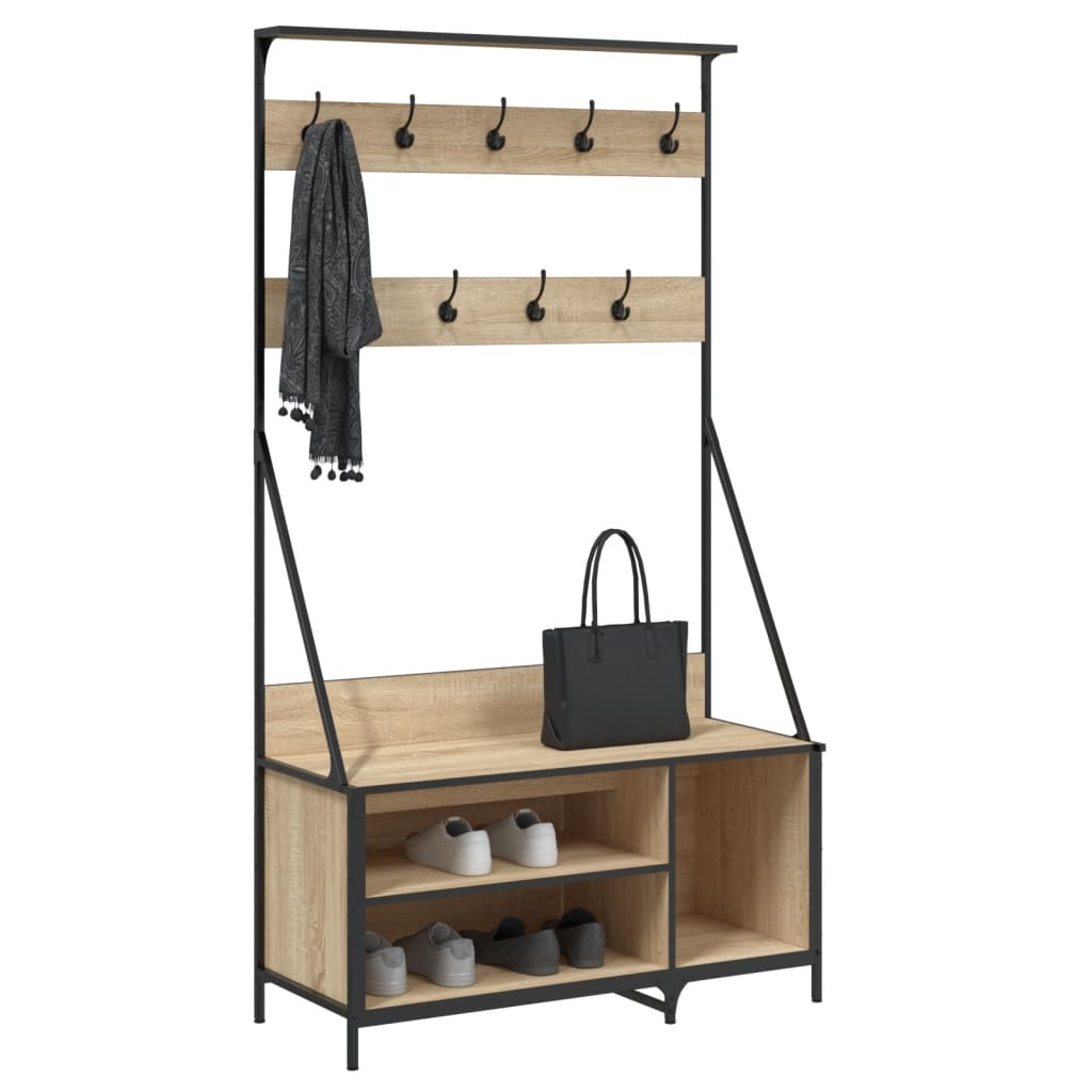 vidaXL Kledingrek met schoenenrek 100x41x184 cm sonoma eikenkleurig