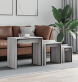 vidaXL 3-delige Tafeltjesset bewerkt hout grijs sonoma