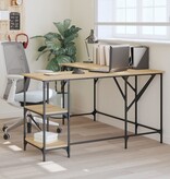 VidaXL Bureau 139x139x75 cm bewerkt hout sonoma eikenkleurig