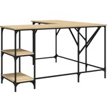 VidaXL Bureau 139x139x75 cm bewerkt hout sonoma eikenkleurig