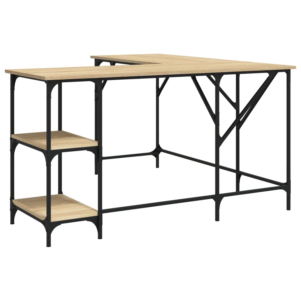 VidaXL Bureau 139x139x75 cm bewerkt hout sonoma eikenkleurig