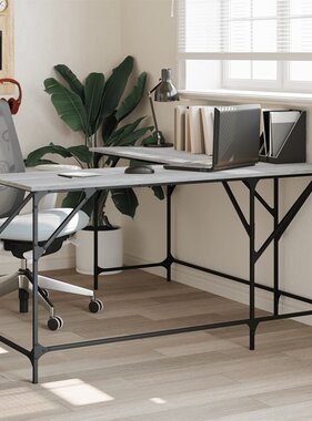 VidaXL Bureau 149x149x75 cm bewerkt hout grijs sonoma eikenkleurig