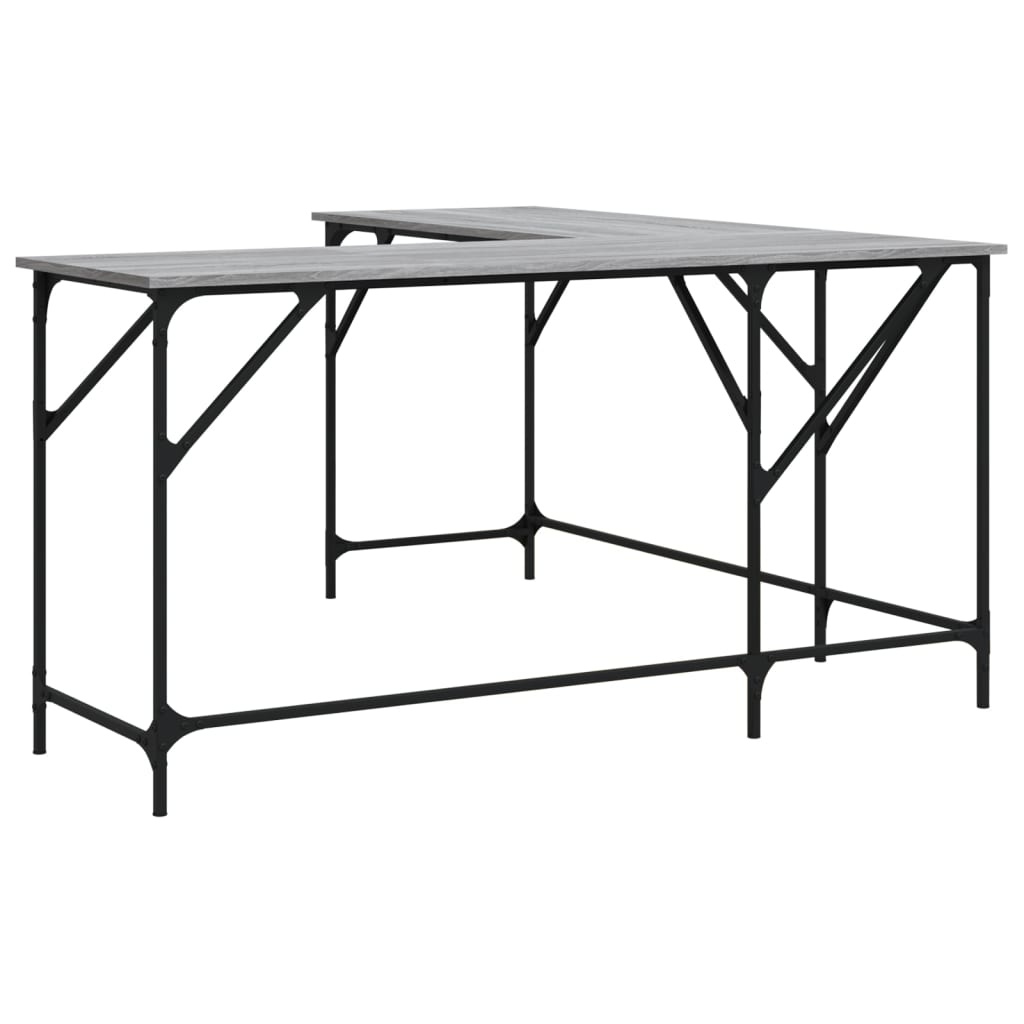 VidaXL Bureau 149x149x75 cm bewerkt hout grijs sonoma eikenkleurig