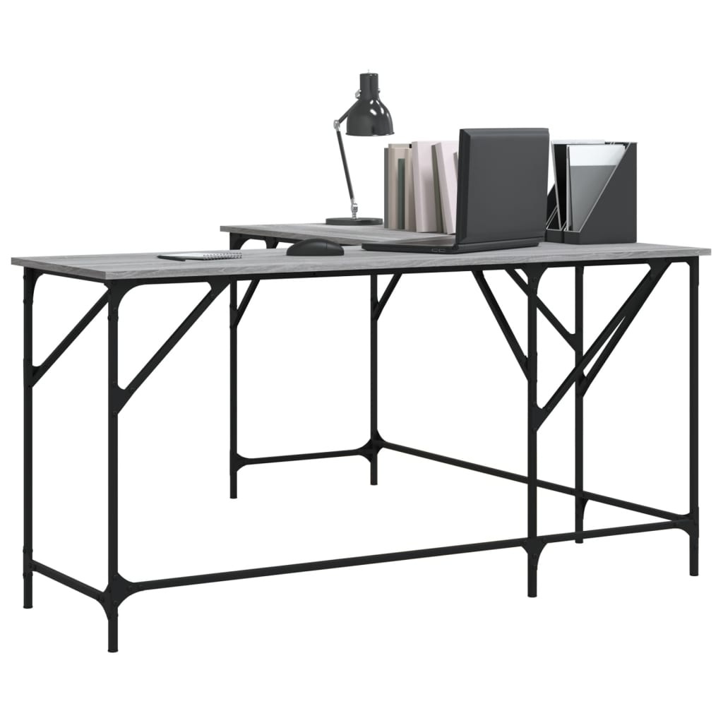 VidaXL Bureau 149x149x75 cm bewerkt hout grijs sonoma eikenkleurig