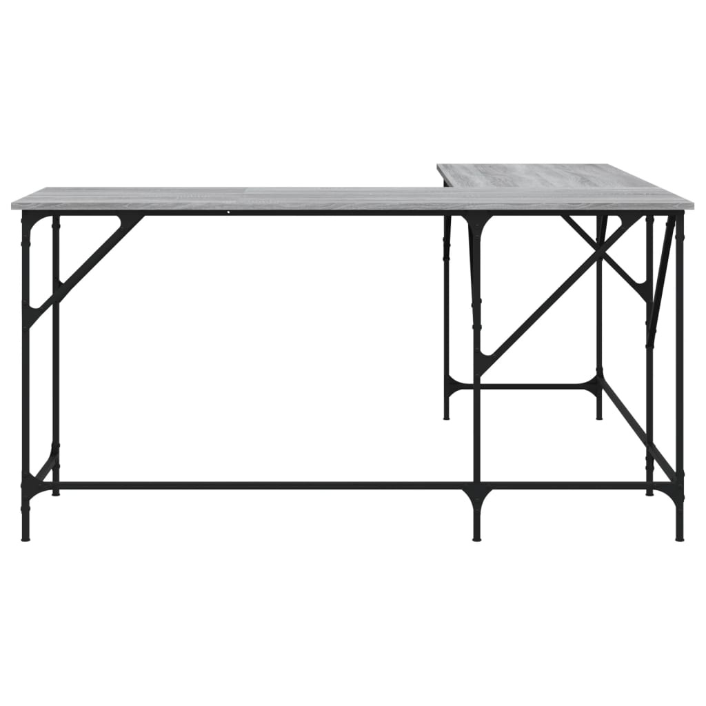 VidaXL Bureau 149x149x75 cm bewerkt hout grijs sonoma eikenkleurig