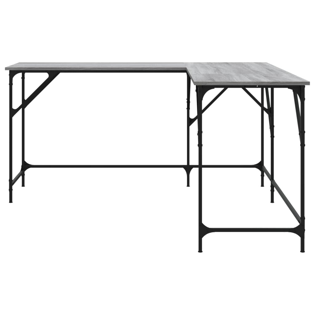 VidaXL Bureau 149x149x75 cm bewerkt hout grijs sonoma eikenkleurig