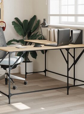 VidaXL Bureau 149x149x75 cm bewerkt hout sonoma eikenkleurig