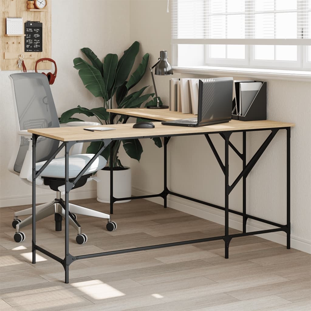 VidaXL Bureau 149x149x75 cm bewerkt hout sonoma eikenkleurig