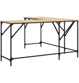 VidaXL Bureau 149x149x75 cm bewerkt hout sonoma eikenkleurig