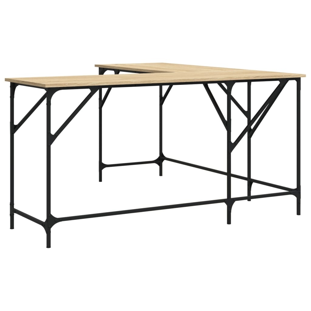 VidaXL Bureau 149x149x75 cm bewerkt hout sonoma eikenkleurig