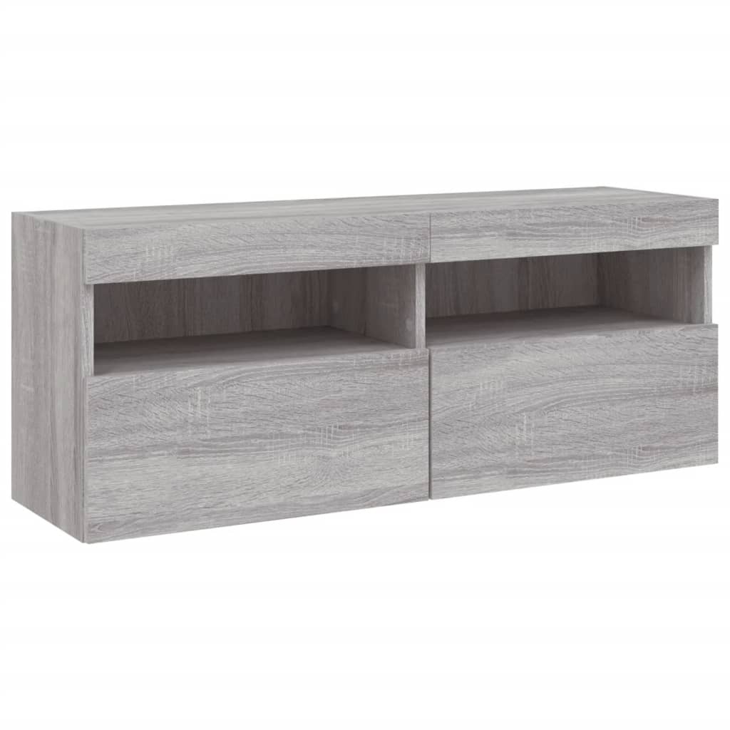 VidaXL Tv-wandmeubel met LED-verlichting 100x30x40 cm grijs sonoma