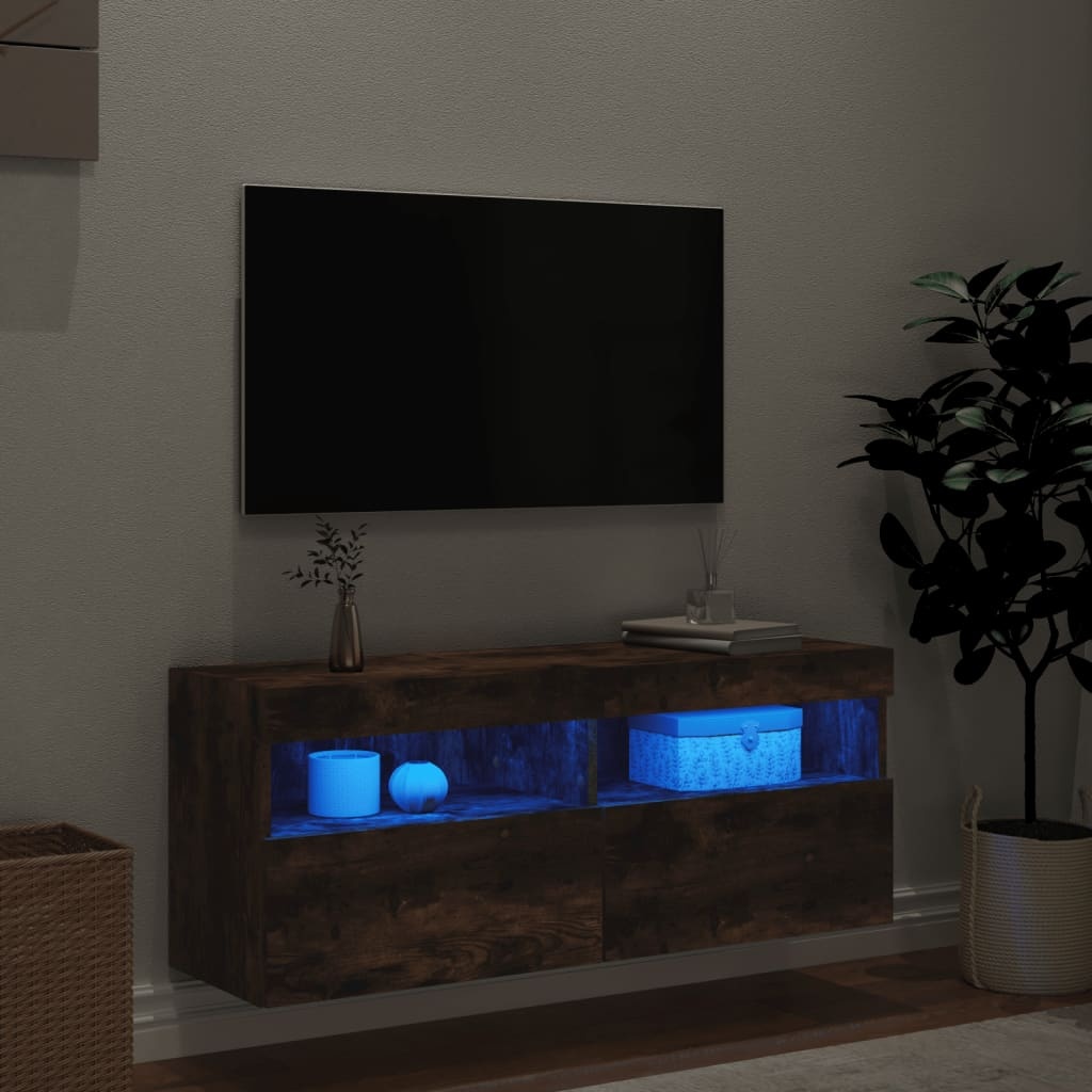 VidaXL Tv-wandmeubel met LED-verlichting 100x30x40 cm gerookt eiken