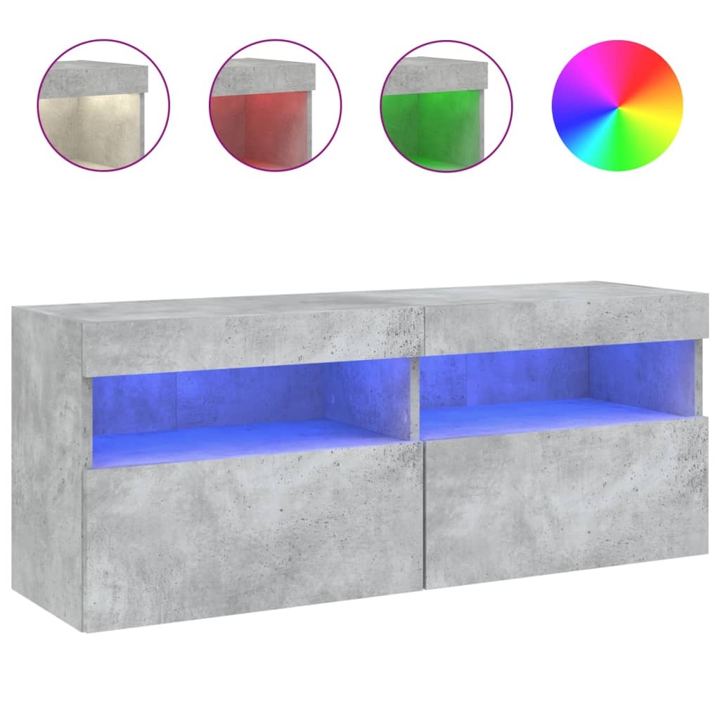 VidaXL Tv-wandmeubel met LED-verlichting 100x30x40 cm betongrijs