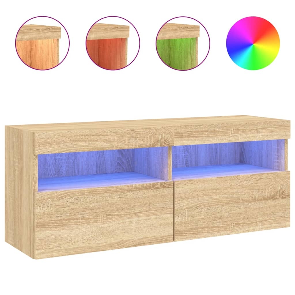 VidaXL Tv-wandmeubel met LED-verlichting 100x30x40 cm sonoma eiken