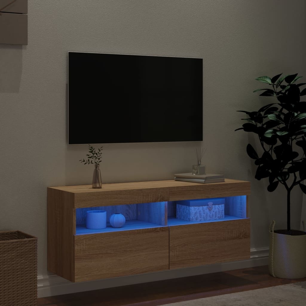 VidaXL Tv-wandmeubel met LED-verlichting 100x30x40 cm sonoma eiken