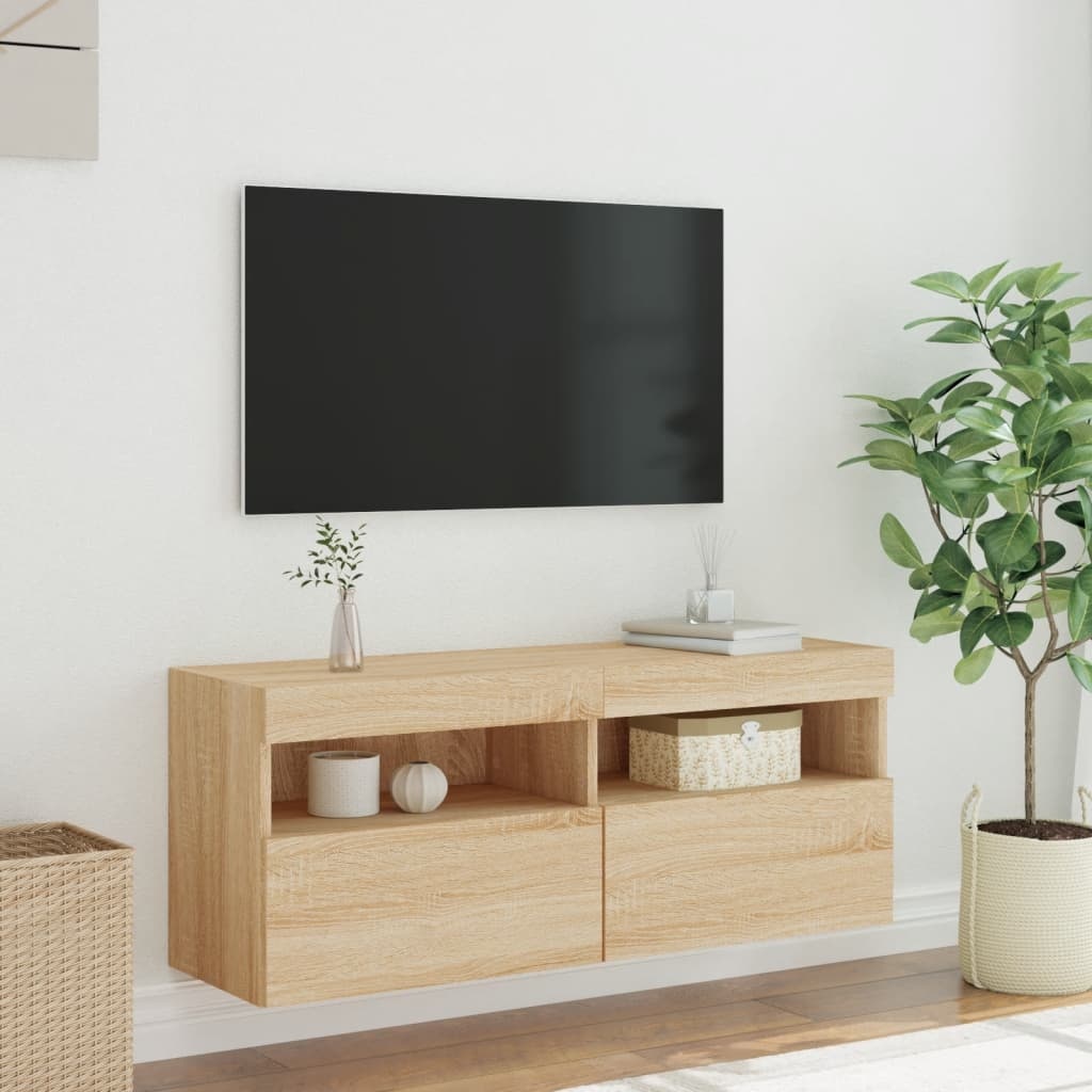 VidaXL Tv-wandmeubel met LED-verlichting 100x30x40 cm sonoma eiken