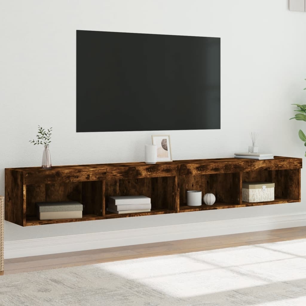 VidaXL Tv-meubels met LED-verlichting 2 st 100x30x30 cm gerookt eiken