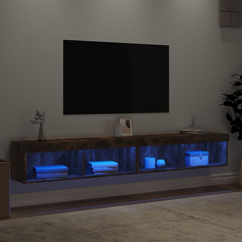 VidaXL Tv-meubels met LED-verlichting 2 st 100x30x30 cm gerookt eiken