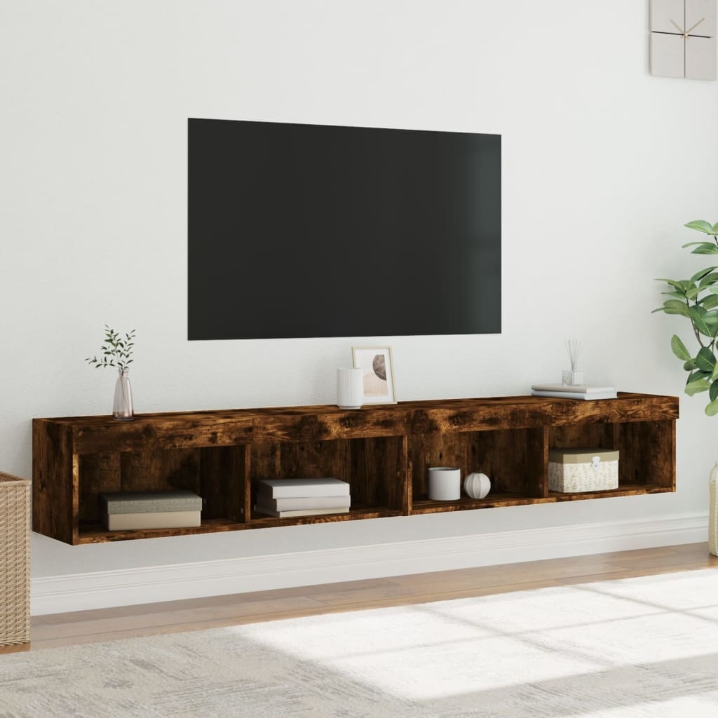 VidaXL Tv-meubels met LED-verlichting 2 st 100x30x30 cm gerookt eiken