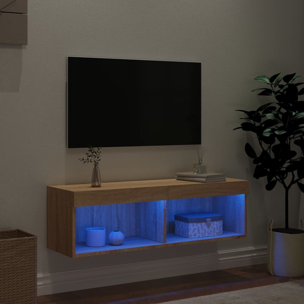 VidaXL Tv-meubel met LED-verlichting 100x30x30 cm sonoma eikenkleurig