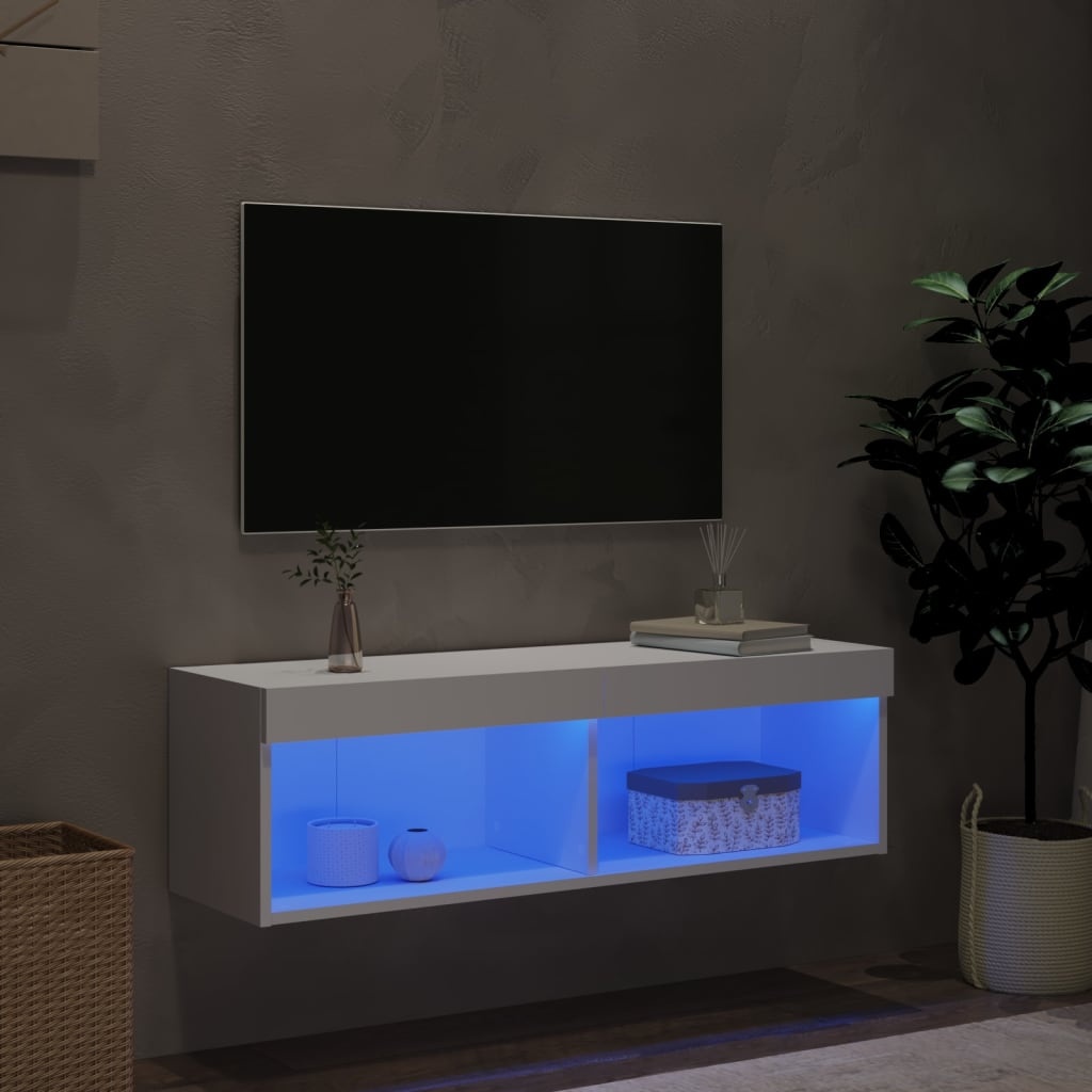 VidaXL Tv-meubel met LED-verlichting 100x30x30 cm wit