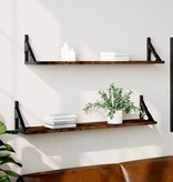 VidaXL Wandschappen 2 st 80x15x15,5 cm bewerkt hout gerookt eiken